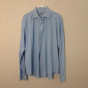 DKNY Mens Long sleeve Button up dress shirt 17 36/37 blue spring work